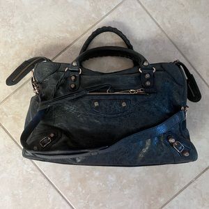 Balenciaga City Bag Navy Rose Gold Hardware